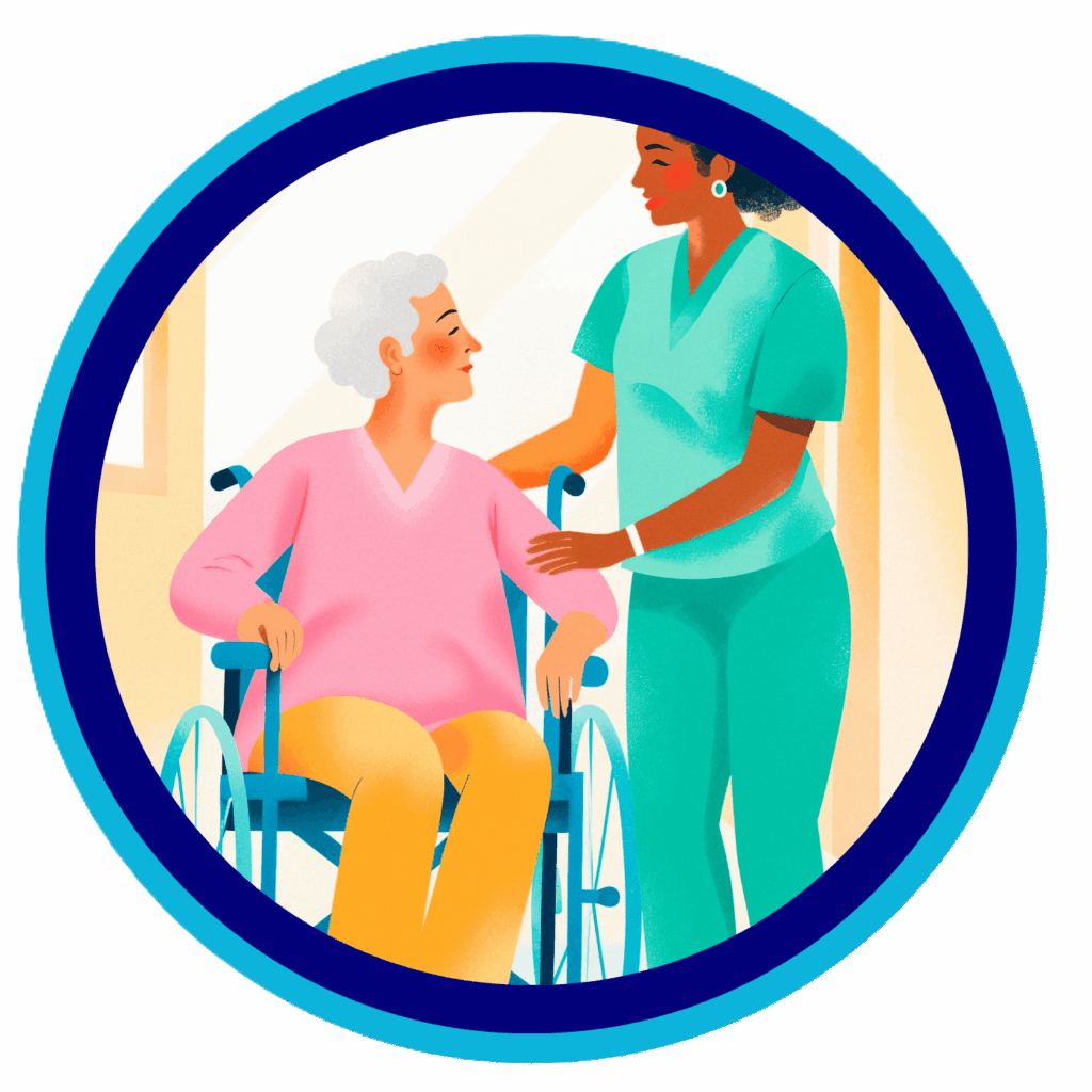 Caregiver providing hands-on personal care assistance to support daily living activities for seniors in Bergen County, NJ